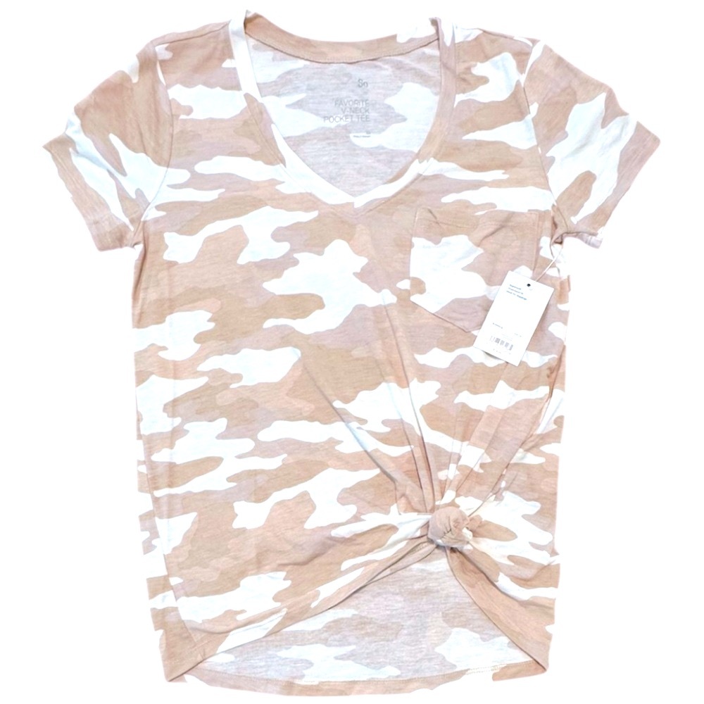 SO® | Juniors' Oversized Pocket Tee in Tan Camo | Size XS | NWT BRAND NEW